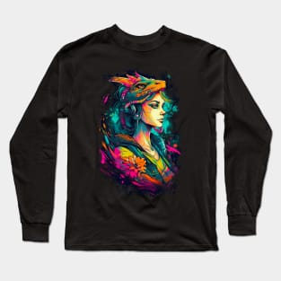 The Girl with the Dragon Headphones Long Sleeve T-Shirt